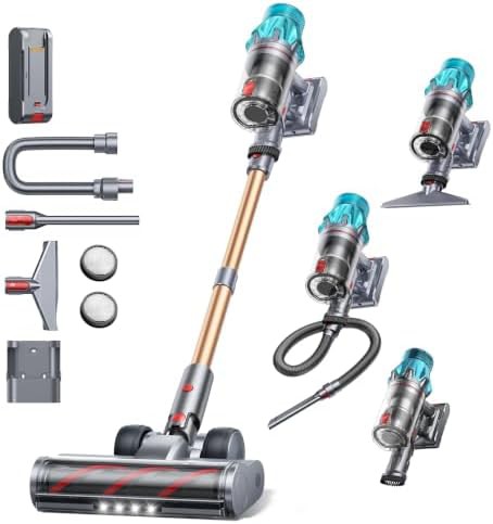 Eco mode cordless stick vacuum with 45 kPa suction