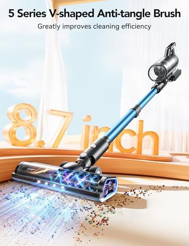 Blue handheld stick vacuum with HEPA filter — photo 5