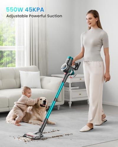 Cyan self standing cordless vacuum with HEPA filter — photo 2