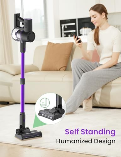Violet lightweight cordless stick vacuum cleaner — photo 3