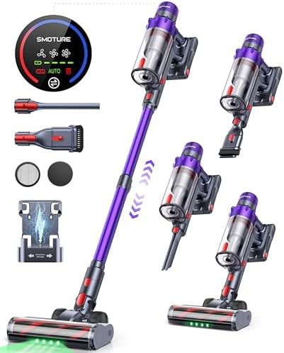 Purple self standing cordless vacuum with auto mode