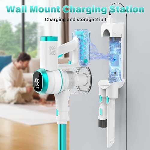 Blue cordless stick vacuum with anti-tangle brush — photo 4