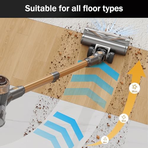Gold cordless stick vacuum with LED touch screen — photo 4