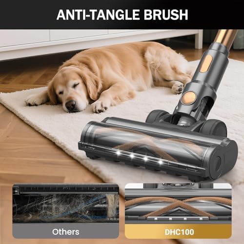 Gold cordless stick vacuum with LED touch screen — photo 5