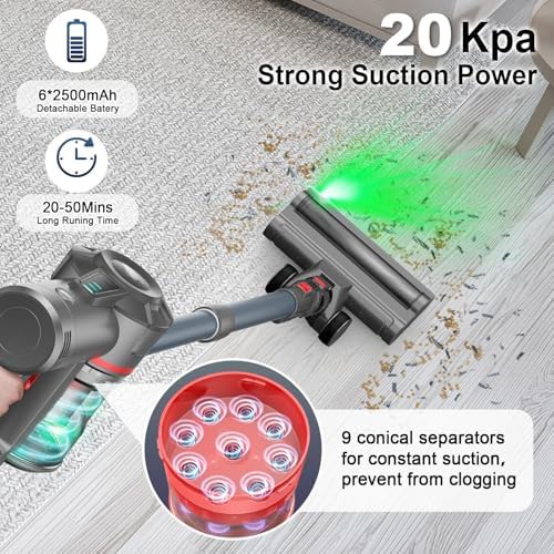 Self standing cordless stick vacuum with LED — photo 4