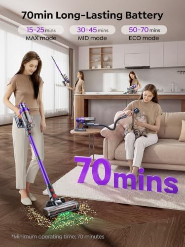 Purple cordless vacuum with LED touch screen — photo 3