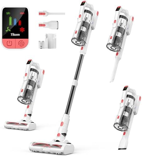 White cordless stick vacuum with 500W motor