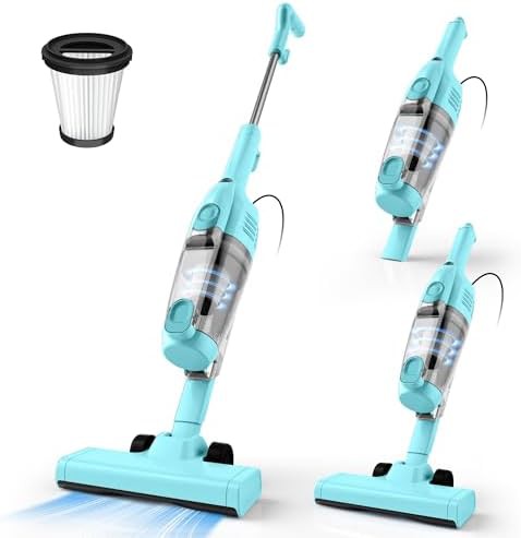Green corded lightweight stick vacuum cleaner