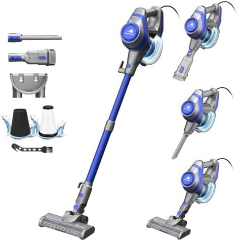 Long cord stick vacuum with large dust cup